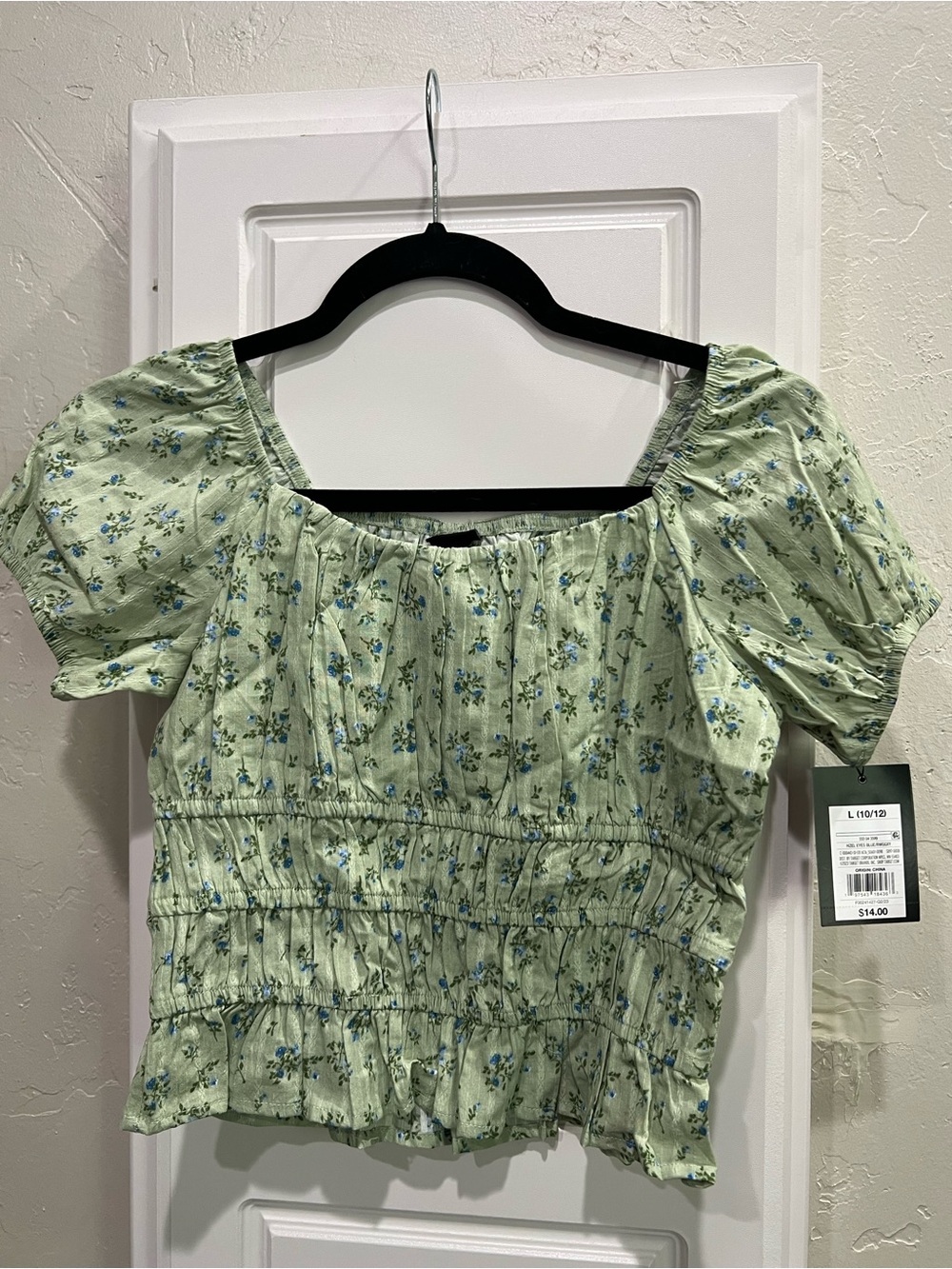 art class Green Floral Puff Sleeve Blouse